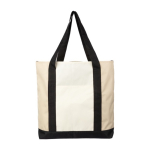 Bolsa de RPET con cremallera en parte superior y bolsillo delante color beige cuarta vista