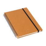 Libreta de piel reciclada con cierre elástico y hojas a rayas A5 color marrón cuarta vista