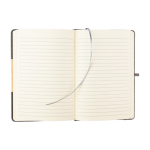 Libreta de cubierta plegable con soporte para móvil hojas a rayas A5 color gris cuarta vista