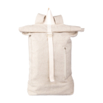 Mochila enrollable de cáñamo con pequeña cremallera frontal 280 g/m2 color caqui segunda vista