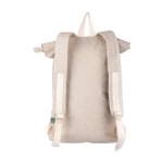 Mochila enrollable de cáñamo con pequeña cremallera frontal 280 g/m2 color caqui tercera vista