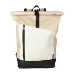Mochila enrollable de RPET con cremallera en la parte frontal color beige quinta vista