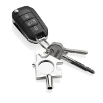 Llavero de zinc reciclado con llave de radiador y abridor color plateado quinta vista