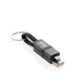 Cable de carga rápida de aluminio reciclado con llavero 4 en 1 color gris vista de impresión