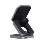 Cargador portable inalámbrico de aluminio reciclado 3 en 1 color gris segunda vista