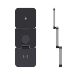 Cargador portable inalámbrico de aluminio reciclado 3 en 1 color gris cuarta vista