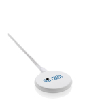 Cargador magnético inalámbrico de plástico reciclado y bambú 3 en 1 color blanco vista de impresión