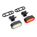 Set de dos luces de bici de plástico reciclado con 5 modos de luz color negro tercera vista