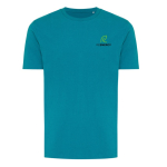 Camiseta unisex en algodón regular fit para promociones 180 g/m2 Iqoniq color turquesa vista con logo