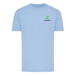Camiseta unisex en algodón regular fit para promociones 180 g/m2 Iqoniq color azul cian vista con logo