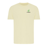 Camiseta unisex en algodón regular fit para promociones 180 g/m2 Iqoniq color amarillo claro vista con logo