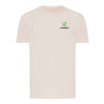 Camiseta unisex en algodón regular fit para promociones 180 g/m2 Iqoniq color rosa pastel vista con logo