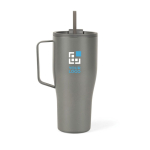Botella térmica de acero inoxidable reciclado con pajita 800ml color gris vista de impresión