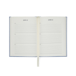 Diario de papel reciclado con marcador y funda hojas a rayas A5 color azul segunda vista