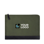 Funda para portátil de poliéster reciclado con bolsillo interior 14” color verde vista de impresión