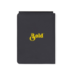 Funda de pasaporte y tarjetas de cuero sintético con protección RFID color negro vista con logo