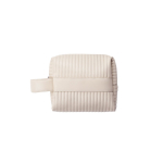 Bolso de mano de materiales reciclados forrado con asa lateral color beige primera vista