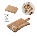 Tabla para cortar quesos de madera de acacia con 2 utensilios varios colores