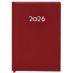 Agenda de tapa rígida de PU con vista diaria en inglés y español A5 color rojo primera vista
