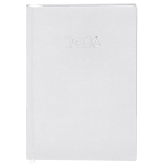 Agenda de tapa rígida de PU con vista diaria en inglés y español A5 color blanco primera vista
