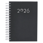 Agenda de anillas en el lateral con vista diaria en inglés y español A5 color negro primera vista