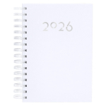 Agenda de anillas en el lateral con vista diaria en inglés y español A5 color blanco primera vista