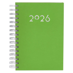 Agenda de anillas en el lateral con vista diaria en inglés y español A5 color verde primera vista