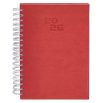 Agenda de anillas en el lateral con vista diaria en inglés y español B5 color rojo primera vista