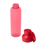 Botella de plástico reciclado con una cómoda asa de silicona 600ml color rojo tercera vista