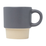 Taza para café espresso con fondo de arcilla y acabado mate 130ml color gris vista lateral
