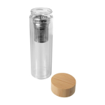 Botella de vidrio de borosilicato con infusor y tapa de bambú 400ml color transparente segunda vista