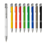 Bolígrafo de aluminio con revestimiento suave al tacto tinta negra color gris oscuro segunda vista varios colores