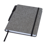 Libreta con tapa de tejido RPET con portabolígrafos A5 hojas a rayas tercera vista