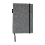 Libreta con tapa de tejido RPET con portabolígrafos A5 hojas a rayas segunda vista frontal