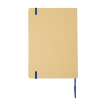 Libreta de tapa de cartón reciclado con elástico A5 hojas a rayas color azul marino segunda vista trasera