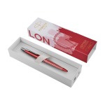Bolígrafo de metal Parker Jotter SE Global Icons tinta azul color rojo segunda vista frontal
