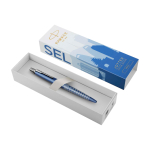 Bolígrafo de metal Parker Jotter SE Global Icons tinta azul color azul eléctrico segunda vista frontal