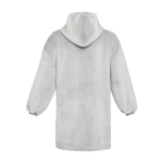 Manta con capucha de franela de poliéster con bolsillo frontal color gris segunda vista trasera