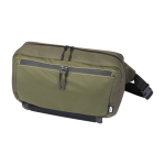 Bandolera de poliéster reciclado con compartimentos de malla color verde
