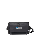 Bandolera de poliéster reciclado con compartimentos de malla vista principal