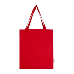 Bolsa de algodón reciclado para la compra con asas largas 140 g/m2 color rojo segunda vista frontal