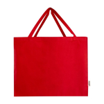 Bolsa de algodón reciclado con gran compartimiento principal 220 g/m2 color rojo segunda vista frontal