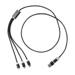 Cable 5 en 1 de aluminio recubierto en cobre con salida iOS color negro segunda vista frontal