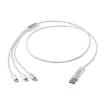 Cable 5 en 1 de aluminio recubierto en cobre con salida iOS color plateado
