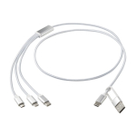 Cable 5 en 1 de aluminio recubierto en cobre con salida iOS color plateado cuarta vista