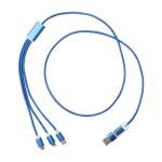 Cable 5 en 1 de aluminio recubierto en cobre con salida iOS color azul real segunda vista frontal
