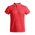 Polo deportivo infantil de poliéster de manga corta 140 g/m2 Roly color rojo