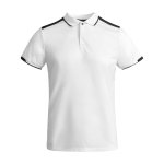 Polo deportivo infantil de poliéster de manga corta 140 g/m2 Roly color blanco