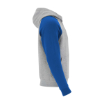 Sudadera infantil bicolor con capucha 280 g/m2 Roly Badet color azul real segunda vista lateral