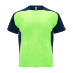 Camiseta sport bicolor para niños manga corta 140 g/m2 Roly Bugatti color verde fluorescente